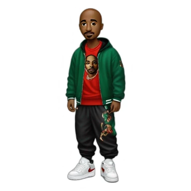 2 pac with a Gucci jogging suit with Jordan’s sneakers  sticker