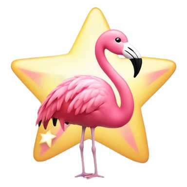 Flamingo with a star sticker