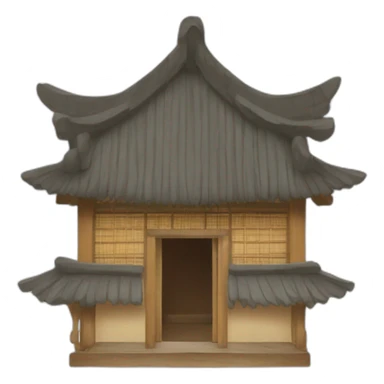 a Chinese-style hut with a thatched roof sticker