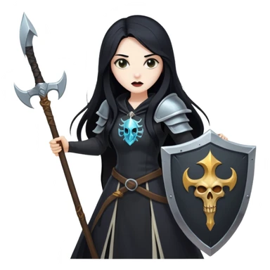 Necromancer girl with scythe and shield, killing a wizard sticker