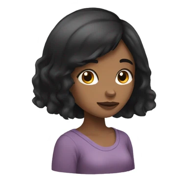 black hair girl who thinking about domestic shorthair cat sticker