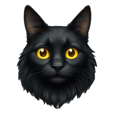 Long haired black cat with big yellow eyes  sticker