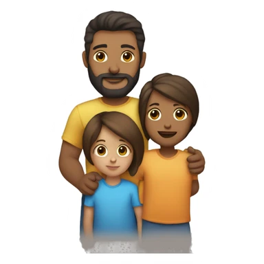 Parents holding toddler boy with love. Mother and father have brunette hair and boy has dark blonde hair. Father has a beard. They are all light skinned sticker