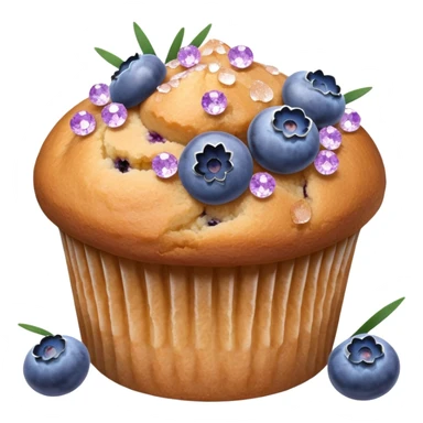 Lavender flower sprigs on a muffin with blueberries and sugar crystals without frosting  sticker