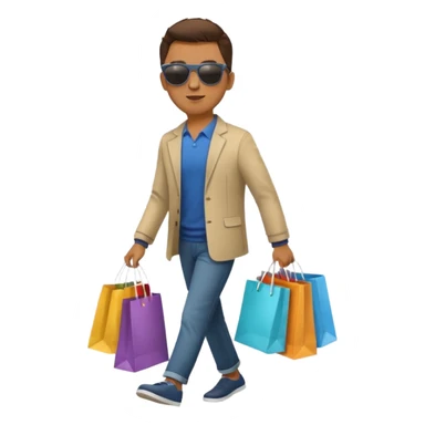 man walking with shopping bags sticker