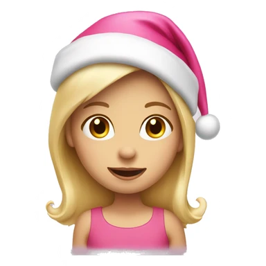 Blonde little girl with pink Santa hat sticker