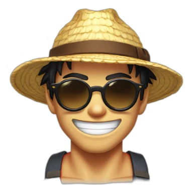 luffy avec des lunettes de soleil qui fait de la musculation  sticker