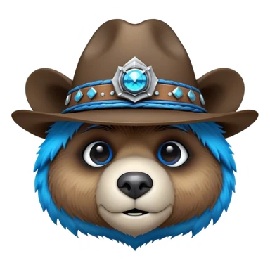 3D, adorable little Pixar style blue neon punk bear wearing a cowboy hat, ultra detailed, each lash, eye, and strand of fur is shown in stunning detail as though captured in a timeless photograph, rich textures, visually rich, so lifelike it feels like it could leap off the page at any moment sticker