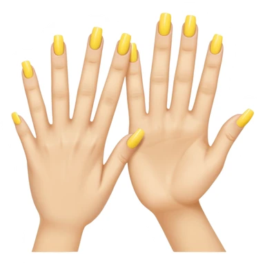 Generate a high-quality illustration of a generic hand with yellow nail polish being applied, 5 fingers, flat vector or simple cartoon style, no recognizable person, no facial features, no brand markings, simple white background, high-resolution.
 sticker