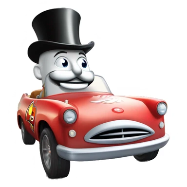 mr.monopoly monopoly go in a disney lightning McQueen car sticker