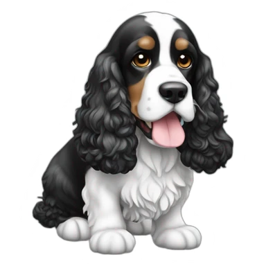 Dog American cocker spaniel black and white color sticker