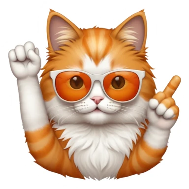 Cat wearing sunglasses and holding up middle finger  sticker