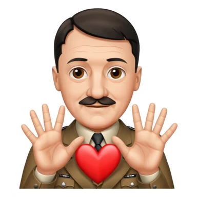 Adolf hitler making heart with fingers sticker
