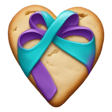 Cookie heart with teal purple awareness ribbon sticker