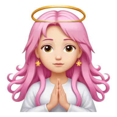 Blonde woman angel with long hair meditating with pink hair clips sticker