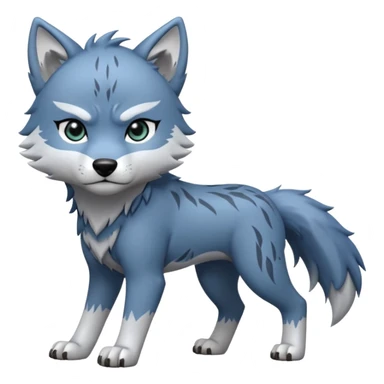 Toony Chibi bluish-silvery Cool Edgy Scarred Badass Ginga Nagareboshi Gin/Silver Fang the wolf (full body) (feral) (4 legs) (canine) with 3 slash marking scars on his forehead  sticker