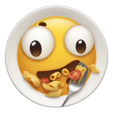 emoji with excited eyes looking at a plate of delicious food sticker