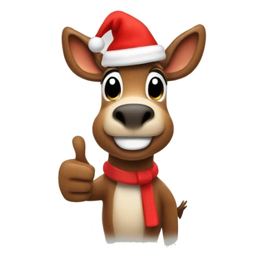 Reindeer with Santa hat doing thumbs up sticker