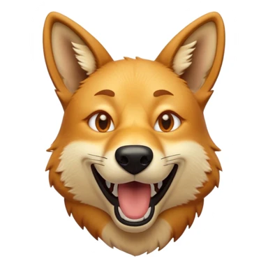 Cinematic Comical Dingo Portrait Emoji, Head tilted dramatically with an exaggeratedly amused expression, featuring a striking sandy fur with wide, expressive amber eyes full of playful disbelief, Simplified yet hilariously expressive features, highly detailed, glowing with a slightly sassy glow, high shine, dramatic yet playful, stylized with an air of cheeky outback mischief, bright and endearing, soft glowing outline, capturing the essence of a spirited and over‐the‐top dingo, so meme‐worthy it feels like it could bark its way into internet fame instantly! sticker