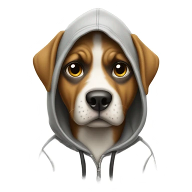 Dog wearing a hoodie and holding a gun sticker