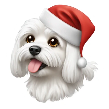 Maltese dog with Santa hat sticker