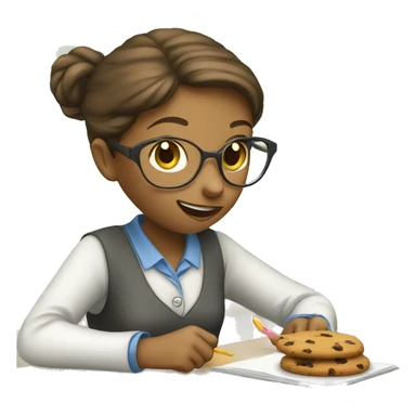 girl teacher mouse eating cookie sticker