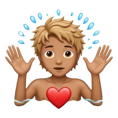 Persong drowning in the ocean and creting a heart with his hands sticker