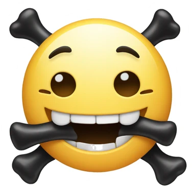 Emoji smiling with a black bone inside sticker