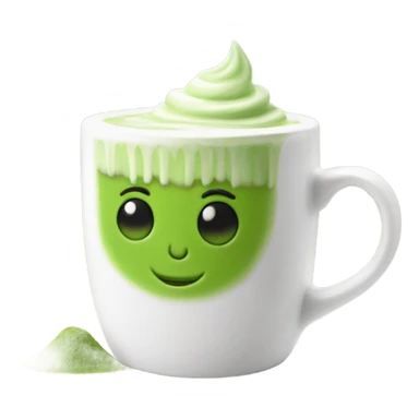 Realistic Matcha latte in white mug sticker