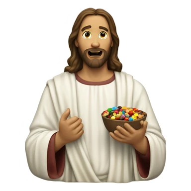 Jesus eating M&Ms  sticker