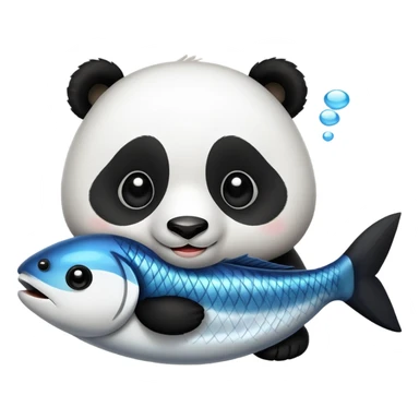 Panda says “good morning” to fish sticker