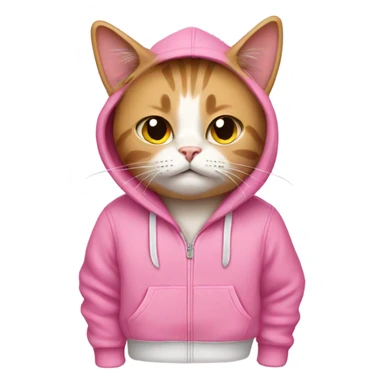 Cat wearing a pink hoodie sticker