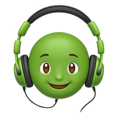 classic green pea emoji with headphones sticker