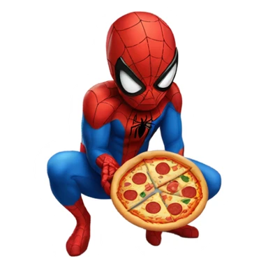 spiderman with a pizza sticker