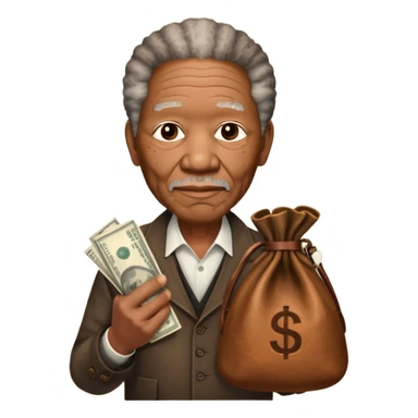morgan freeman holding money bag sticker