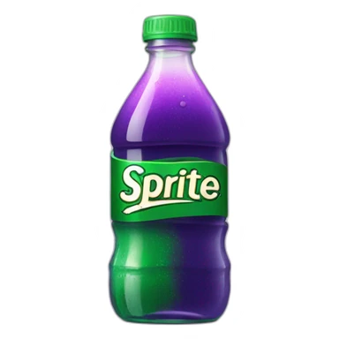 Bottle of sprite with purple liquid and glass inside sticker