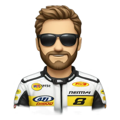 homem com barba roupa de piloto de moto gp sticker