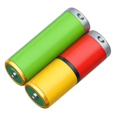 Simple battery icon with three segments: green (full), yellow (half), red (empty). Soft edges, symbolizing energy and self-check. sticker