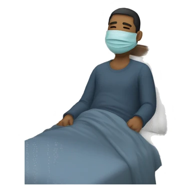 A man have mask and sleeping on bed sticker