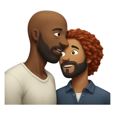 Man with red hair kisses black man with beard and short dread locks sticker