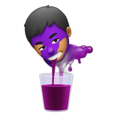 kid drinking purple juice spill over face dizzy sticker