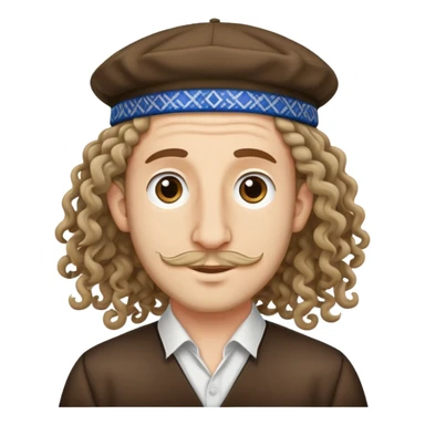 yarmulke, two long curly hair strands, big nose sticker