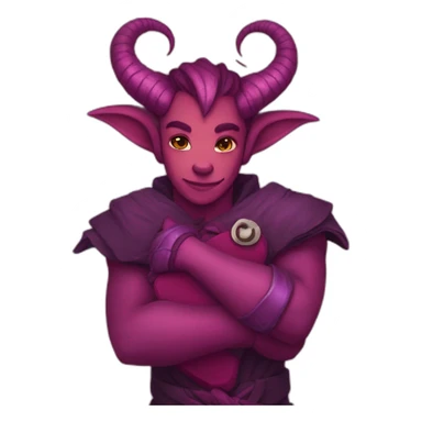 Tiefling hugging the number 7 sticker