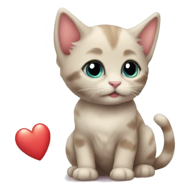 kitten with love heart  sticker