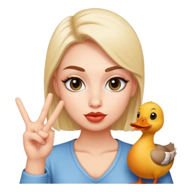 emoji making duck face and showing peace sign sticker