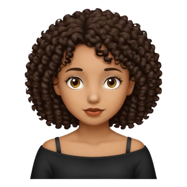 Menina de cabelo cacheado preto e abaixo do ombro  sticker