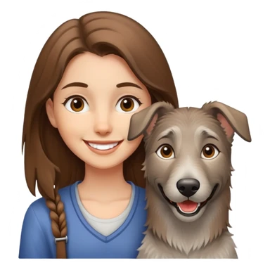 A girl walking a Czech wolfhound sticker