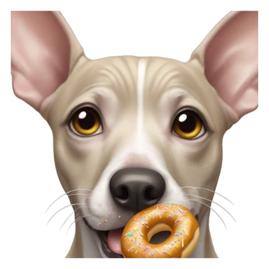 American Hairless Terrier eating donuts  sticker