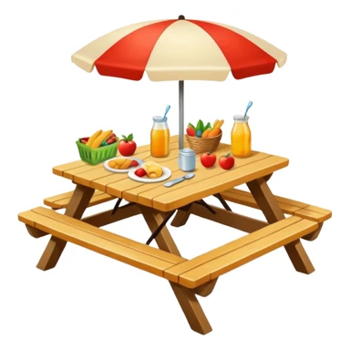 picnic table with food items on it sticker