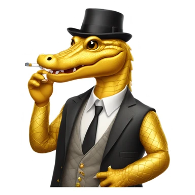 Golden alligator with top hair smoking  sticker